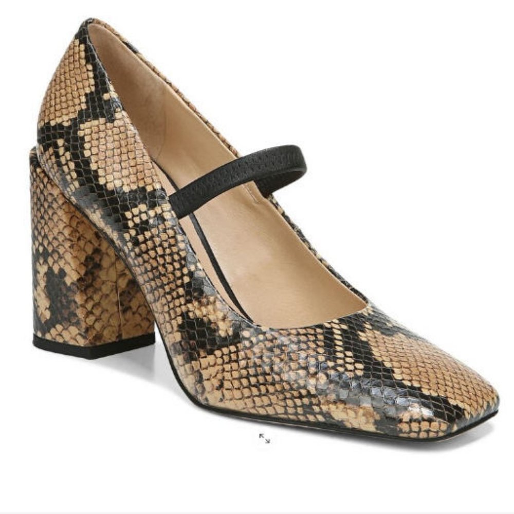 New Franco Sarto Halo Beige Snake Print Leather Mary Jane Pump, 8